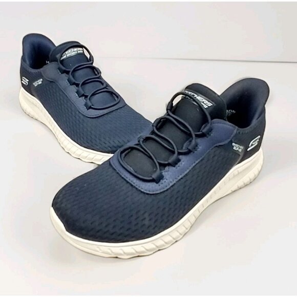 Sketchers Bobs Slip-Ins Memory Foam Size 7.5 Chaos Navy Blue - Picture 1 of 13